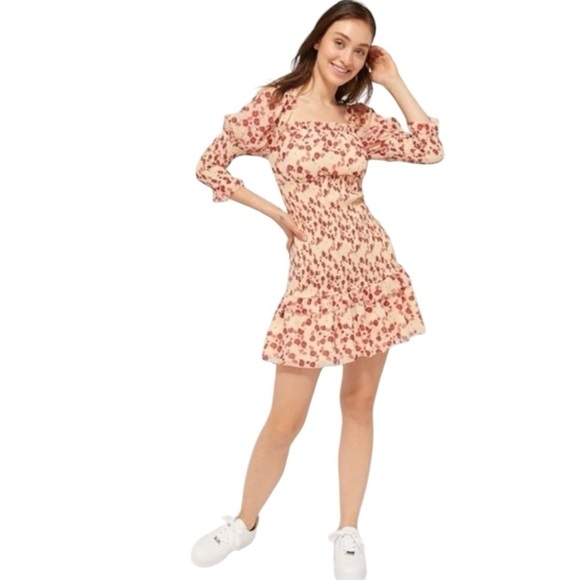 KEEPSAKE the Label Dresses & Skirts - KEEPSAKE THE LABEL Charmed Puff Sleeve Smocked Square Neckline Floral Mini Dress